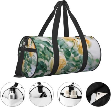 Спортивна сумка для подорожей з принтом жовтих троянд, дорожня сумка, чорна, універсальний розмір