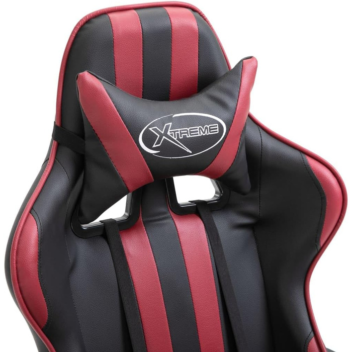 Геймерське крісло, бордова штучна шкіра, з високою спинкою та регульованою висотою сидіння для ергономічних посадок, функцією повороту на 360 градусів та механізмом нахилу, включаючи 5 аксесуарів. 30 x 18 x 5 см, бордовий