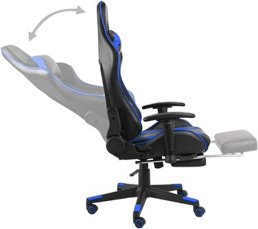 Геймерське крісло з підставкою для ніг, обертове, синій ПВХ