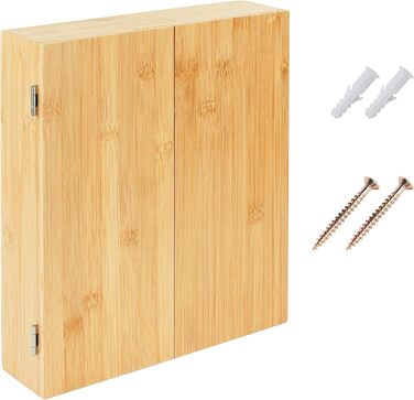 Чайна коробка Relaxdays, 9 відділень, бамбук, ВШХ 31 x 26,5 x 7 см, відділення для чайних пакетиків, кавових капсул, настінна, натуральний/срібний