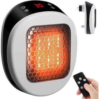 Підключається до мережі з вентилятором та дистанційним керуванням електричний настінний вентилятор потужністю 600 Вт з термокерамічною технологією Цифровий термостат, 12-годинний таймер, поворотна вилка на 270, тихий та безпечний