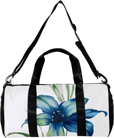 Спортивна сумка, маленька дорожня сумка, сумка для шопінгу та йоги, квітковий принт Лілія, блакитна квітка, сумка для фітнесу на відкритому повітрі, ручна поклажа