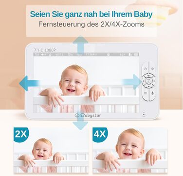 З 2 камерами 7-дюймовий 1080P розділений екран Відеоняня з вбудованим ширококутним об&39єктивом, інфрачервоним нічним баченням, дв