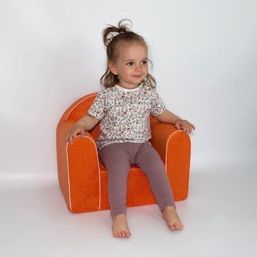Дитяче крісло від 1 року - Дитяче крісло - Міцне, зручне, виготовлене з пінопласту - зі знімним чохлом, який можна прати - Ідея подарунка, подарунок на 1-й день народження для дівчаток та хлопчиків - Помаранчеве