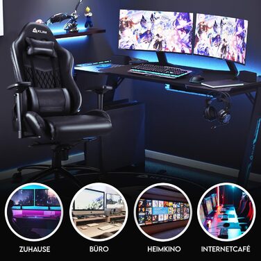 Ігрове крісло KLIM Esports - НОВИНКА 2024 року - З підтримкою попереку та шиї - Регульоване ігрове крісло Ергономічне крісло для П