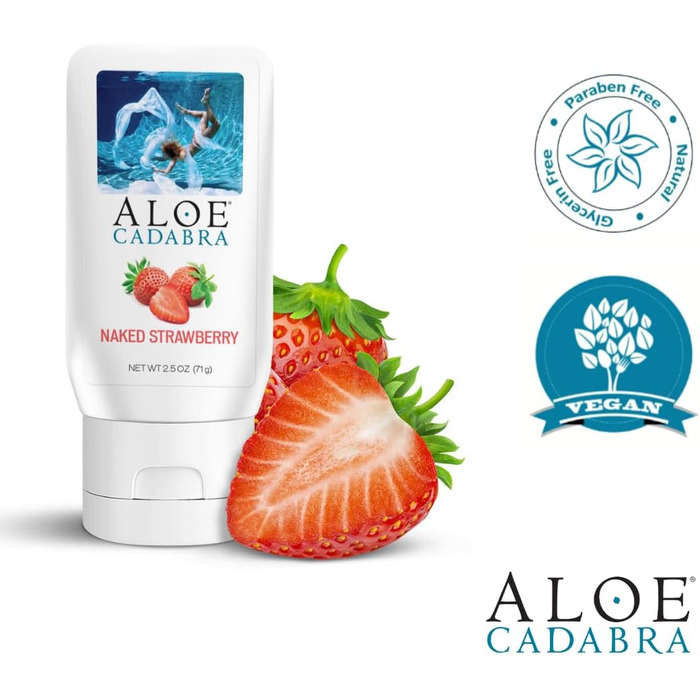 Персональний лубрикант зі смаком алое кадабри, органічний ласий, для анального сексу, орального сексу, для жінок, чоловіків та пар, гола полуниця, 2,5 унції