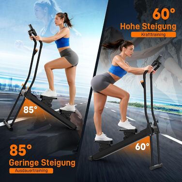 Магнітний степер HXD-ERGO 2025 для домашнього використання, тихий складаний степер для сходів з регульованою рамою та кутом нахилу педалей, домашній тренажер для тренувань усього тіла (темно-сірий)