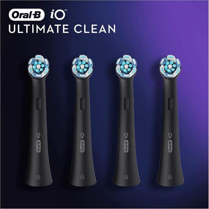 Електрична зубна щітка Oral-B iO Series 6 Plus Edition, чорна та щітки для чищення iO Ultimate для електричної зубної щітки, 4 шт. и, Ultimate Tooth Cleaning з технологією iO, чорна