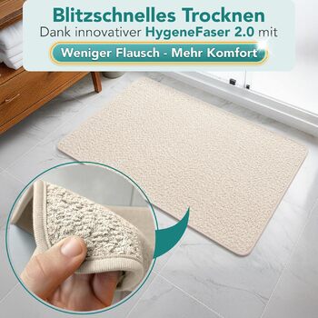 Бежевий килимок для ванної нековзний та миється високопоглинаючий килимок для ванної гігієнічний килимок для душу нековзний, миється килимок для ванної 60x110 см, швидковисихаючий, бежевий, 110 x 60 см (прямокутний)