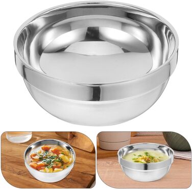 Двошарова чаша з нержавіючої сталі 5,1 дюйма ізольована проти гарячого дитяча чаша супова чаша для дому, кемпінгу, сімейного посуду для рису