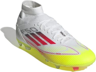 Футбольні бутси adidas F50 League Mid FG/MG, жіночі, колір 39 1/3, колір Cloud White, яскраво-червоний, сонячно-жовтий