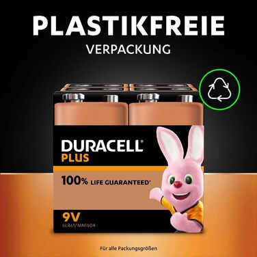 Блок-батарея Duracell Plus 9V, 4 шт. и, 9 вольт батарея ідеально підходить для детекторів диму, розмір пожежної сигналізації 9v pl