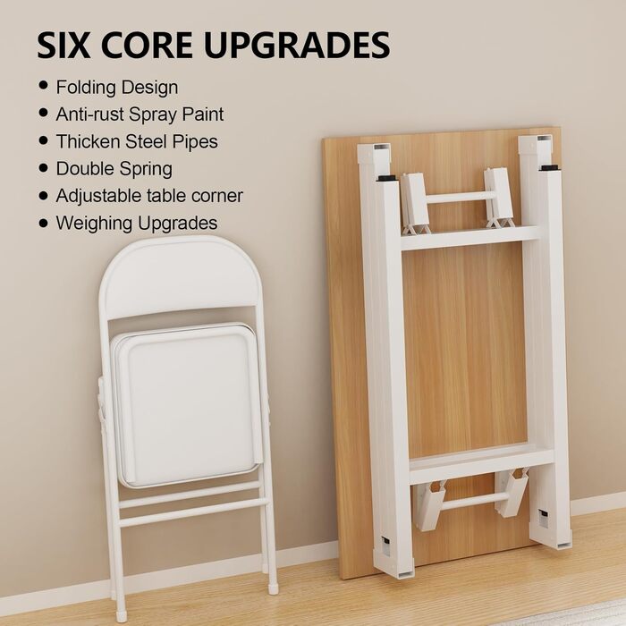 Складаний стіл 100x50x76 см з 2 розетками змінного струму та 2 портами зарядки USB, складаний комп&39ютерний стіл, стіл для ПК, офісний стіл, складаний стіл, для дому, дерево 100 см x 50 см