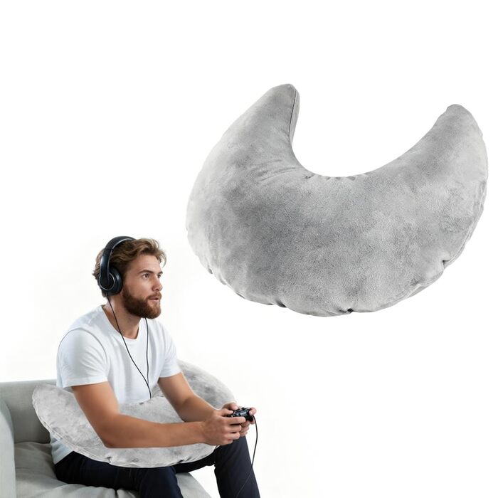 Ігрова подушка для читання, ергономічна надувна подушка для підтримки рук для тривалих ігрових сесій, в&39язана гачком подушка, геймерська подушка, подушка для гравця, подушка для читання для сидіння на ліжку/дивані/підлозі (сіра)