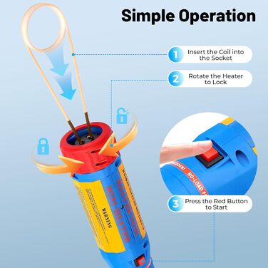 Магнітний індукційний нагрівач потужністю 1100 Вт, автомобільний індукційний нагрівач, підходить для гайок, шестерень та шківів