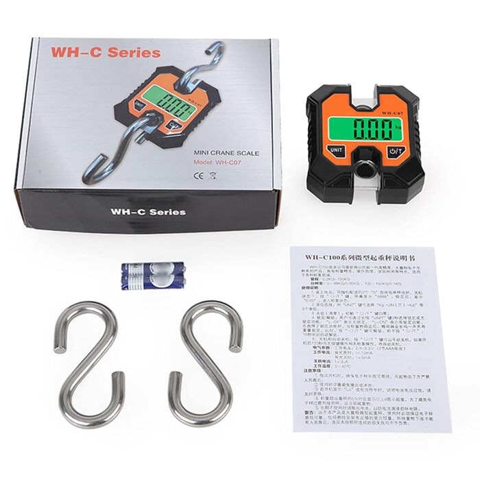 Електронні гачкові ваги, портативні цифрові підвісні ваги з HD LCD-дисплеєм та функцією блокування, для промислового використання, вуличних ринків, зважування на полюванні