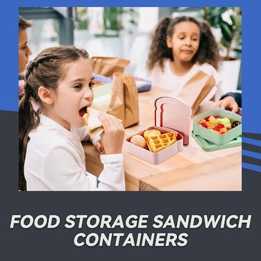 Набір з 4 контейнерів для сендвічів прямокутної форми, пластикові, для приготування, мікрохвильової печі та посудомийної машини, 12,5 x 12 x 3,5 см, рожевий, блакитний, зелений, бежевий