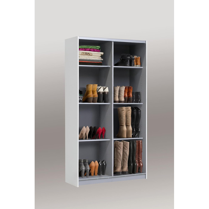 Біла багатофункціональна шафа, сучасна, 2-дверна з полицями, шафа з розсувними дверима, вішалка для пальто, дерев&39яний композит, матово-білий колір, 120 см завширшки x 42 см завглибшки x 190,5 см заввишки. Біла матова багатофункціональна шафа, окремий б