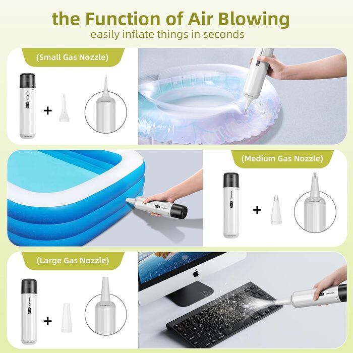 Ручний пилосос акумуляторний, 15000Pa Потужний акумуляторний ручний пилосос Високопотужний міні-пилосос 6 в 1 з повітродувкою/нагн
