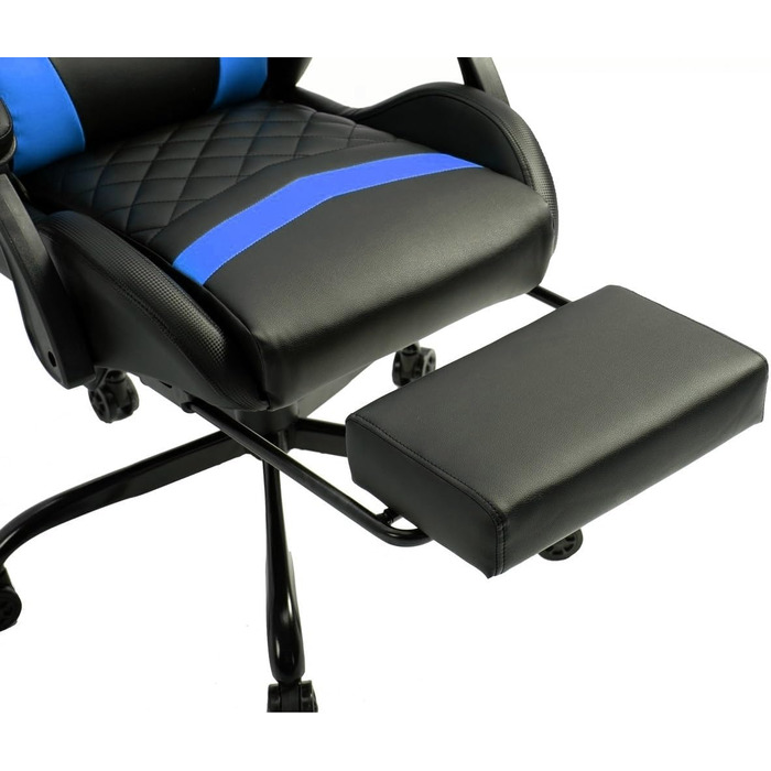 Ігрове крісло Delman, гоночне крісло, офісне крісло, комп&39ютерне крісло, масажне крісло з 6 точками вібрації, крісло керівника, штучна шкіра, ергономічна підставка для ніг 12-0037 (синє)