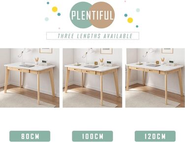 Дерев&39яний маленький письмовий стіл з шухлядами - Комп&39ютерний стіл для домашнього офісу, білий, 100 см Білий 100 см