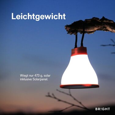 Сонячні ліхтарі BRIGHT SunBell 80 для використання на вулиці - кемпінговий ліхтар, 2200 мАг, перезаряджаються від USB та сонячної батареї, водонепроникні, для використання на вулиці та в надзвичайних ситуаціях