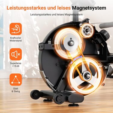 Гребний тренажер Dripex для домашнього використання, Гребні тренажери вантажопідйомністю до 160 кг, Магнітний гребний тренажер з 16 рівнями опору, Покращені подвійні рейки, Підключення до додатку Bluetooth, РК-монітор, Тихі та компактні гребні тренажери P