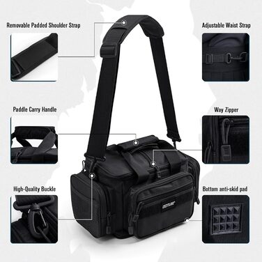 Сумка для рибальських снастей Goture, водонепроникна сумка через плече з мякою стороною, сумка для риболовлі, поясна сумка для рибальських снастей, морська прісна вода для зберігання 3 3600 рибальських ящиків AA (37 X 22 X 18 см) сумка для снастей чорна