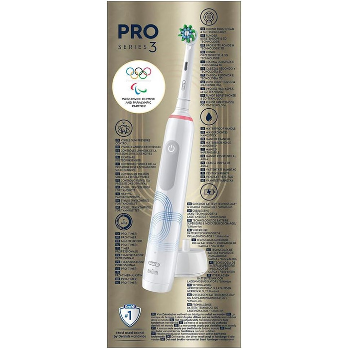 Електрична зубна щітка Oral-B Pro Series 3D, біла, 1 щітка для чищення 3D, видаляє наліт, 3 режими чищення, таймер, акумуляторна 1 шт. (1 упаковка)