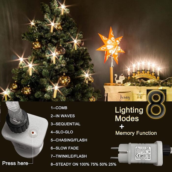 Світлодіодні гірлянди з теплими білими свічками Gresonic