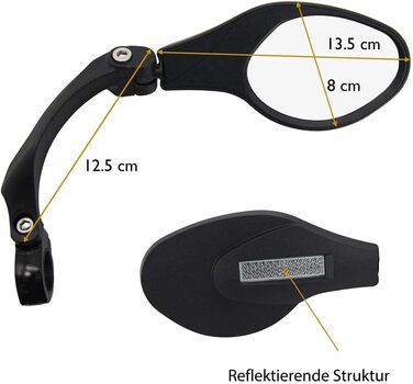 Дзеркало заднього виду Arkham Bicycle для мотоцикла HD з нержавіючої сталі, покоління 2.0 ( праве еліпс) овальної форми, 2 - праве