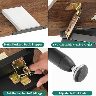 Складаний журнальний столик YITAHOME, 80 x 40 x 45 см, Портативний журнальний столик із 5-позиційним регулюванням стільниці, Не потребує встановлення, Приставний столик для вітальні, Журнальний столик, Колір горіха