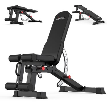 Регульована силова лава JOROTO MD65, багатофункціональна силова лава для домашнього використання, тренувальна лава з максимальним навантаженням 800 кг, 9-позиційна регульована спинка та 3-позиційне регульоване сидіння для фітнесу