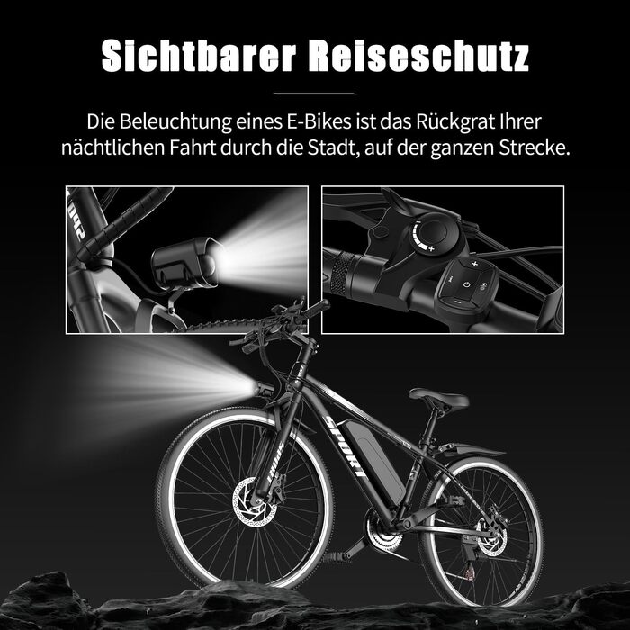 Електричний велосипед ASKGO зі знімним акумулятором 48 В 10 Аг, гірський електровелосипед 26 дюймів, запас ходу 80 км, передня підвіска, 7-швидкісний електровелосипед для дорослих, чоловіків та жінок