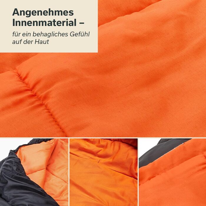 Спальний мішок Skandika Vegas XXL Мумія-спальний мішок з/без полібавовняної підкладки, для дорослих, що з&39єднується, подвійний спальний мішок, 3 сезони, до -12C, 220 x 110 см Зимовий відпочинок на природі, кемпінг, походи, чорний/помаранчевий Блискавка 