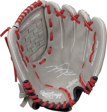 Бейсбольна рукавичка Rawlings Sure Catch Mike Trout Signature для дітей, 28 см, сітчастий дизайн, для метання правою рукою