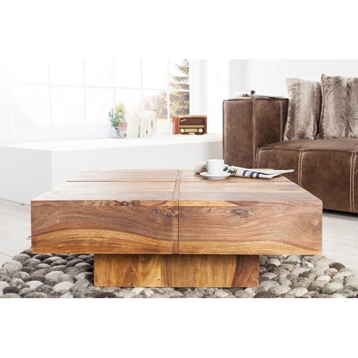 Дизайнерський журнальний столик з масиву дерева, болт, 70 см, оздоблення під камінь шишам, ручна робота