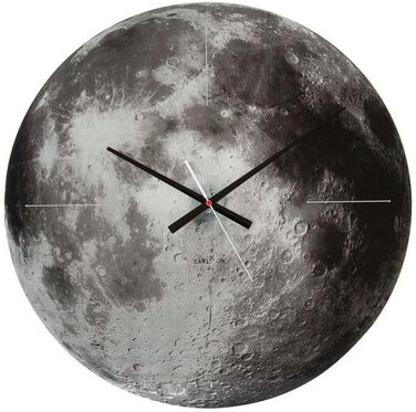 Настінний годинник Karlsson KA5475 Moon, скло, сірий, 60 x 60 см, чорно-білий