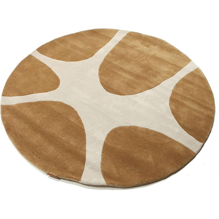 Камені ручної роботи, Килим, Середній ворс, 150 см, Круглий, Сучасний, Шерсть, Передпокій, Спальня, Кухня, Вітальня, Коричневий, К