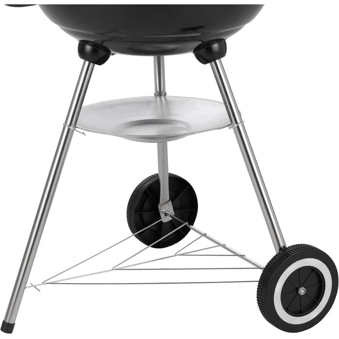 Вугільний гриль діаметром 41,5 см з кришкою, хромованим решіткою та попільником компактний круглий гриль з полицею, колесами та висотою робочої поверхні 58,5 см для саду та балкону