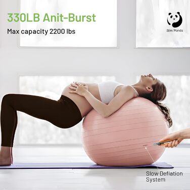 Вибухобезпечний гімнастичний м&39яч Slim Panda, потовщений м&39яч Pezzi 55-85 см з насосом, тренувальний м&39яч для вагітних, фітнес, тренування балансу світло-рожевого кольору 65 см