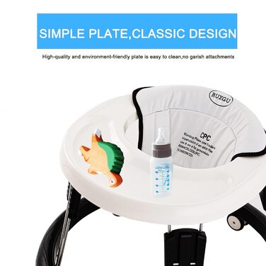 Складані дитячі ходунки - Підходять для коліс висотою 66-80 см, допоміжні засоби для ходьби для хлопчиків та дівчаток, тихі, з захистом від перекидання, складаний стільчик (білий)