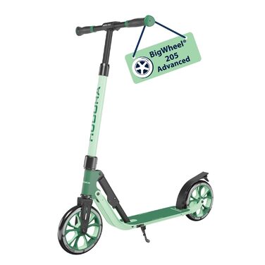 Самокат HUDORA BigWheel 205 Advanced комфортний алюмінієвий самокат до 100 кг, з регулюванням висоти та можливістю складання, для дітей, підлітків та дорослих, колір Pine
