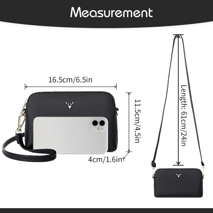 Сумочка жіноча невелика сумка через плече жіноча сумка зі шкіри PU для мобільного телефону з ремінцем на зап'ясті та регульованим