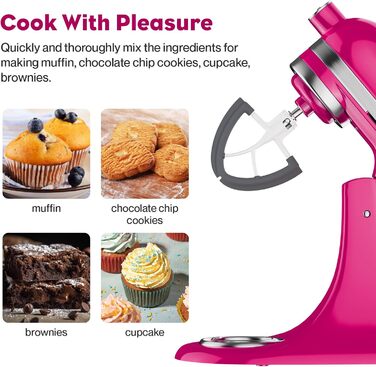 Аксесуари для мішалки TPGSING Flexi для мішалки Kitchenaid, плоска мішалка для мішалки аксесуарів Kitchenaid, підходить для насадки для нахиленої головки на 4.5-5 літрів для кухонного комбайна kitchenaid зі скребком
