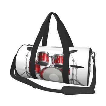 Дорожня сумка з принтом губ у чорно-білу смужку, кругла форма, великий об'єм, легка та міцна, чудовий подарунок для походів, відпустки, ділових поїздок та іншого, стильний дизайн барабанної установки.