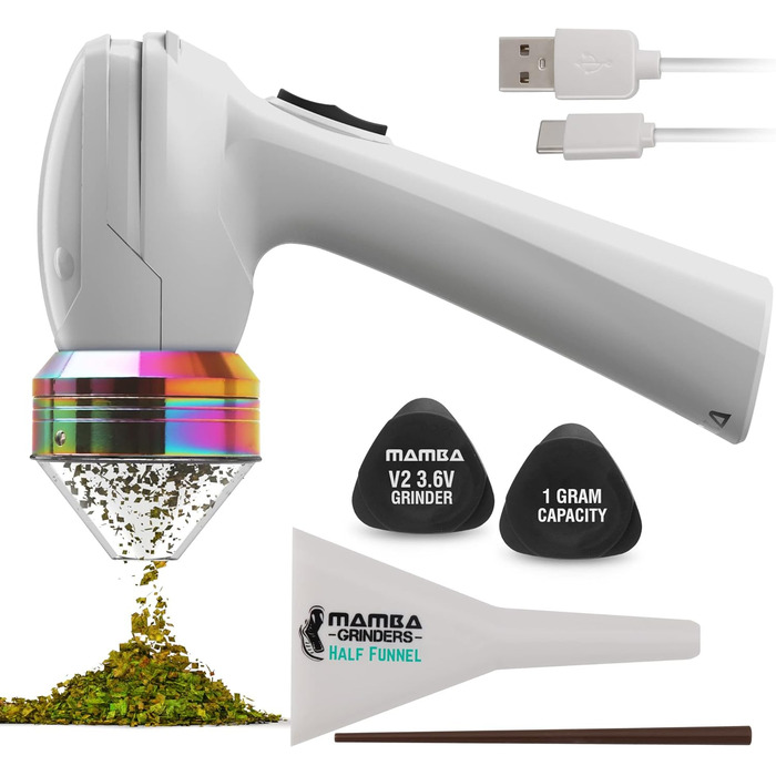 Гр. Електричний подрібнювач спецій, акумуляторний USB з дозуючим засобом і головкою лійки для легкого наповнення - повністю зарядіть Rainbow перед використанням, 1