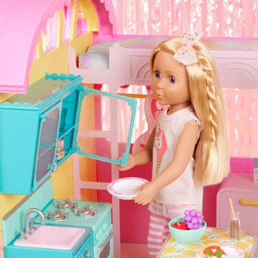 Рухома лялька 36 см з одягом, аксесуарами та довгим волоссям для укладки - іграшка для віком від 3 років (6 деталей)