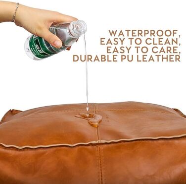 Пуф Louis Donn з чохлом для пуфа, квадратним сидінням, підніжкою, кобурою, пуфом зі штучної шкіри без наповнення, підніжкою для використання в приміщенні та на вулиці, 45x45x45 см (коричневий) (ТІЛЬКИ чохол) помаранчевий