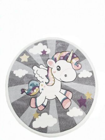 Дитячий килимок ігровий килимок дитячий килимок дівчинка єдиноріг веселка рожевий кремовий сірий розмір 200 х 290 см